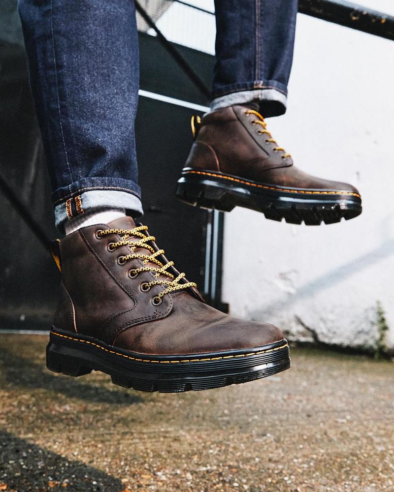 Brown Men's Dr Martens Bonny Leather Ankle Boots | CA 436LIS